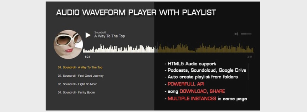 Audio Waveform Player with Playlist