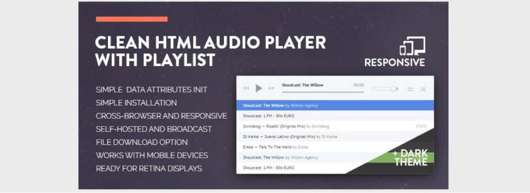 Clean HTML Audio Player with Playlist