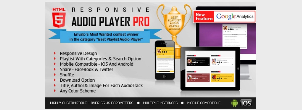 Responsive HTML5 Audio Player Pro With playlist
