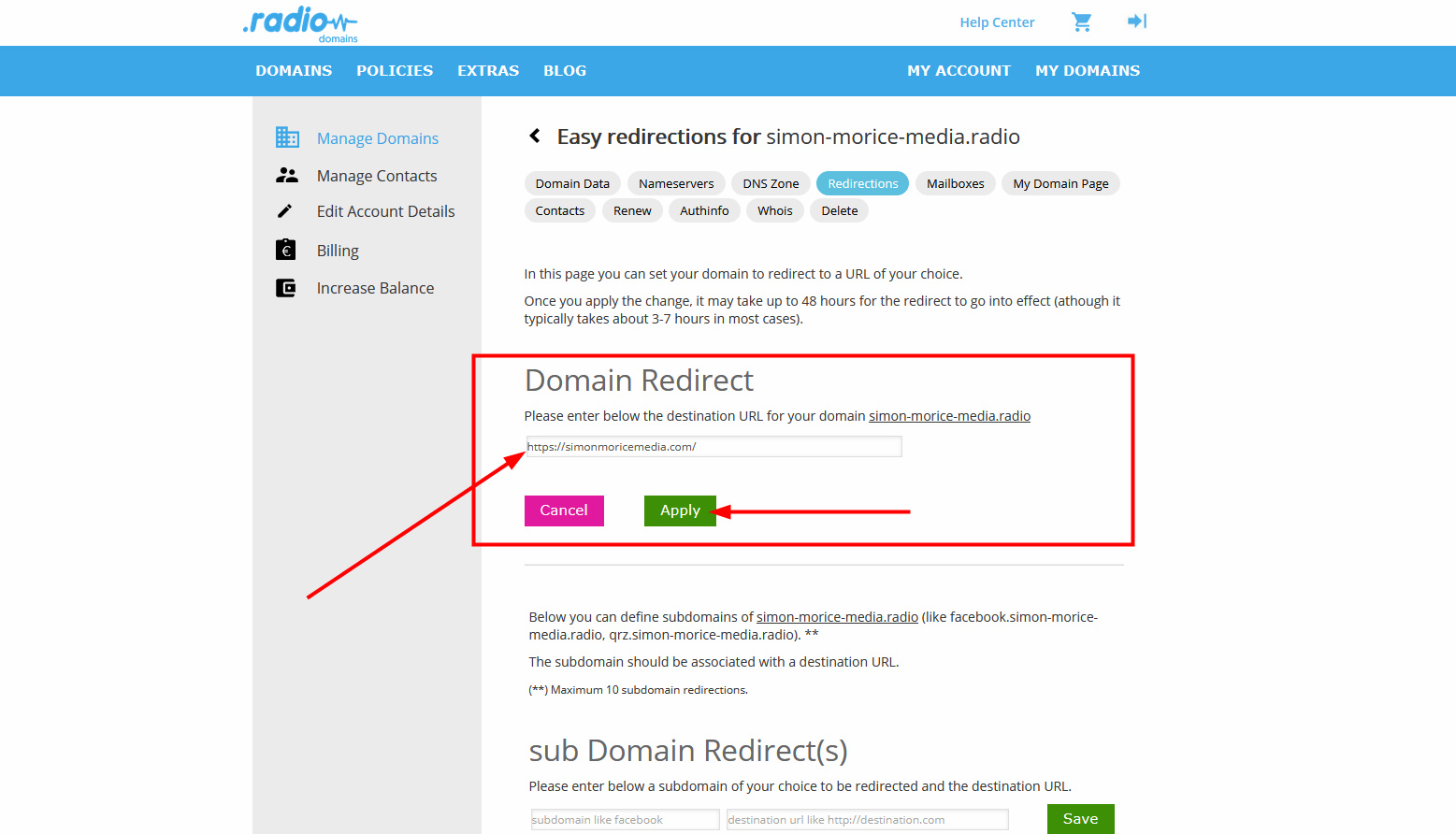 step 4.2 redirections