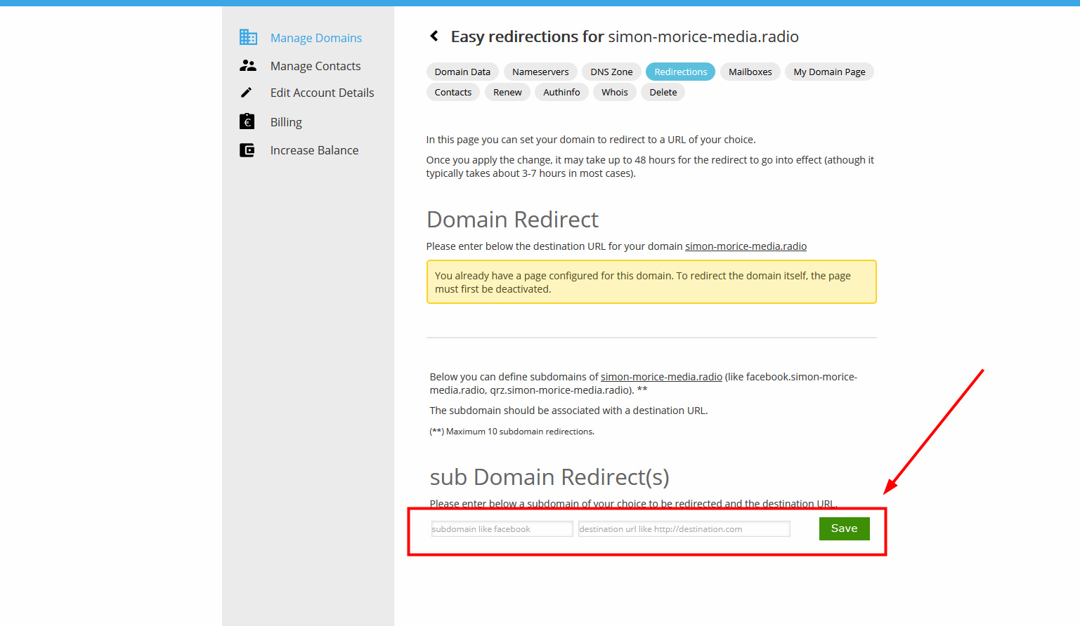 Step 5 redirection domain